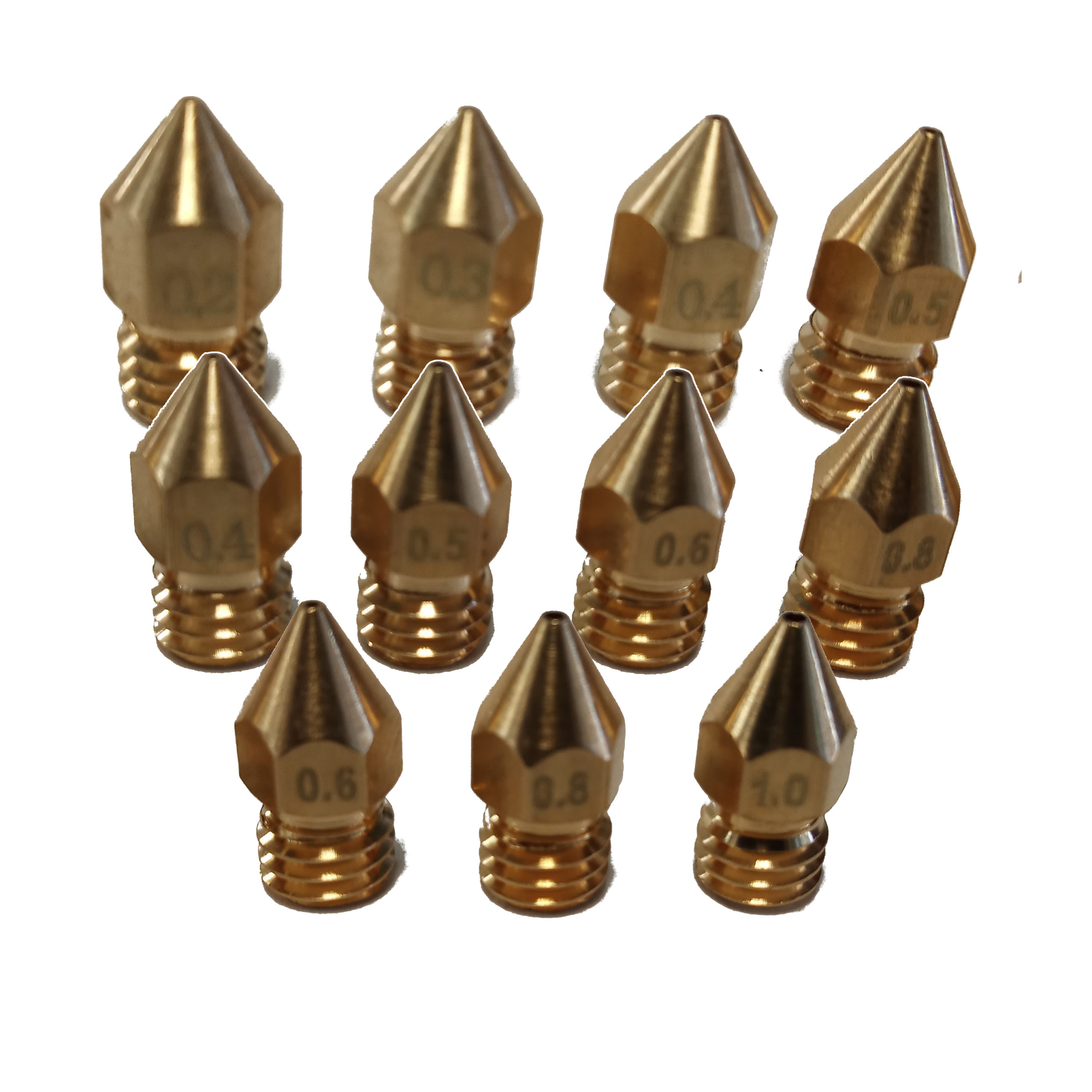 <b>Single</b> MK8 Nozzle 0.2mm to 1.0 mm (Brass)